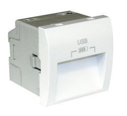 45384 SBM: Dvojit� USB z�suvka, typ A, 2-moduly, biela matn�