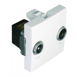 45533 SBR:  Z�suvka R - TV 1 dB pre zapojenie do hviezdy, 2-moduly, biela