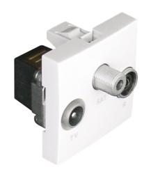 45555 SBR: R-TV-SAT z�suvka, 2-moduly, biela