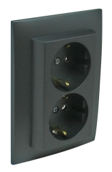 90332 CIS: Komplet dvojz�suvka (Schuko) s clonkou, �ed�