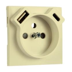90650 TDU: Kryt z�suvky 250V/16A  + USB-A a USB-C, zlat�