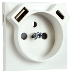 90650 TBR: Kryt z�suvky 250V/16A + USB-A a USB-C, biela